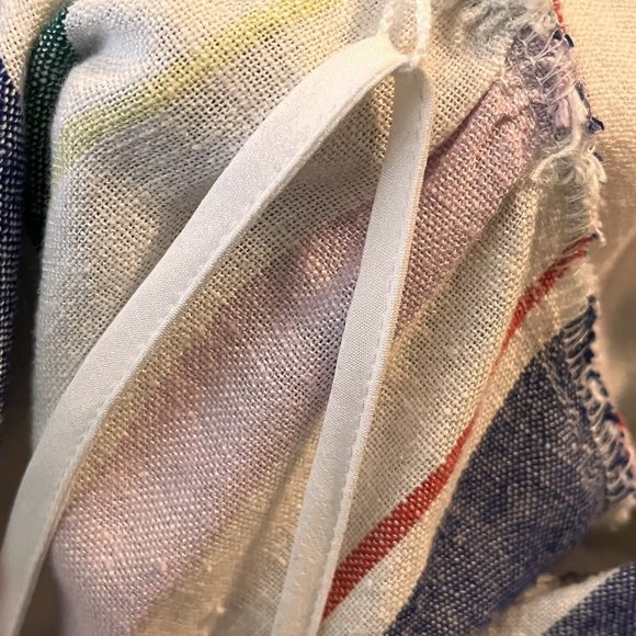 Linen Blend Stripe Collared Full Button Front Shirt Dress Slip Lining XXL - Picture 6 of 10